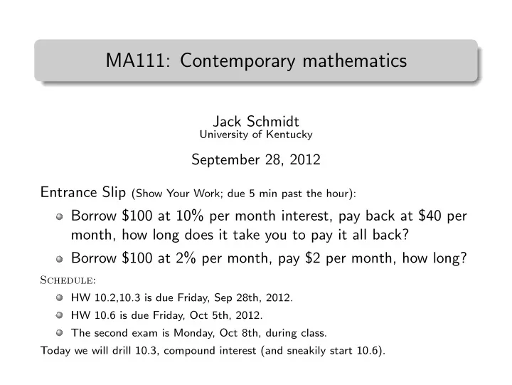 ma111 contemporary mathematics