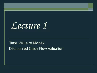 Lecture 1  Time Value of Money  Discounted Cash Flow Valuation  Contact: Natt Koowattanatianchai