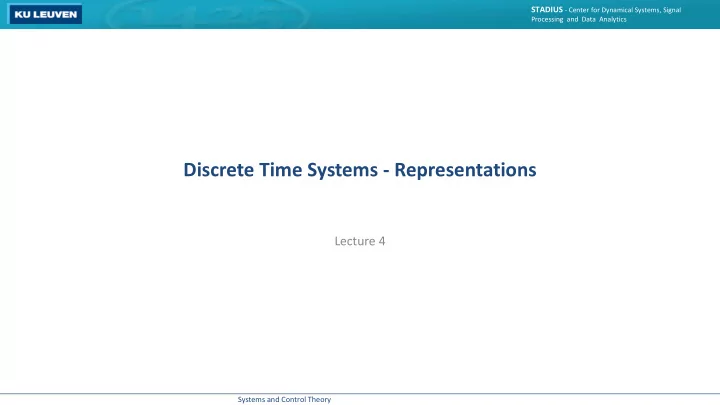 discrete time systems representations