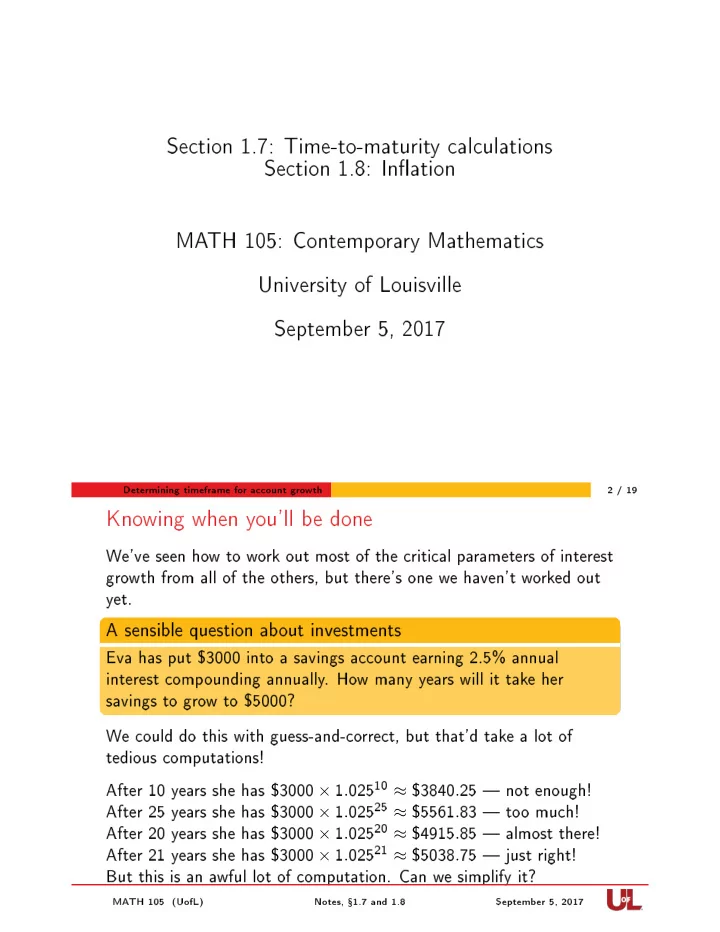 section 1 7 time to maturity calculations section 1 8 in