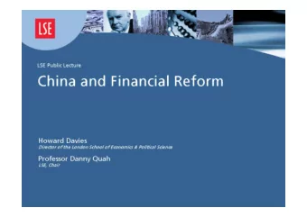 China and Financial Reform  Howard Davies  Director 15 th October 2008  New Academic Building  1