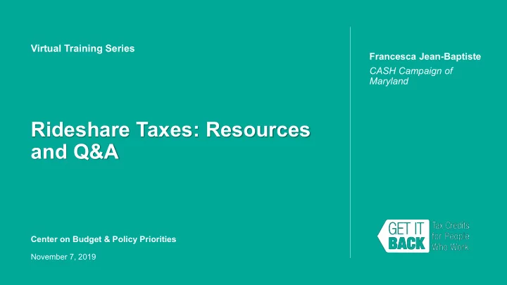 rideshare taxes resources and q a
