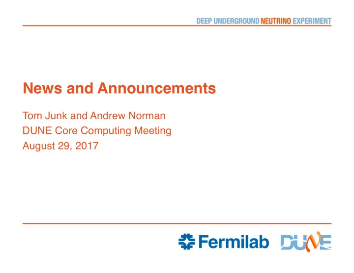 news and announcements