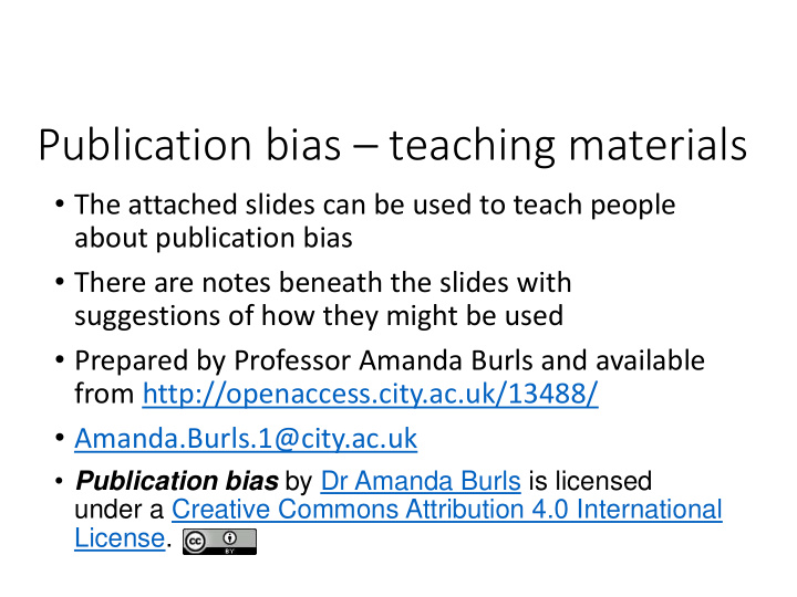 publication bias teaching materials