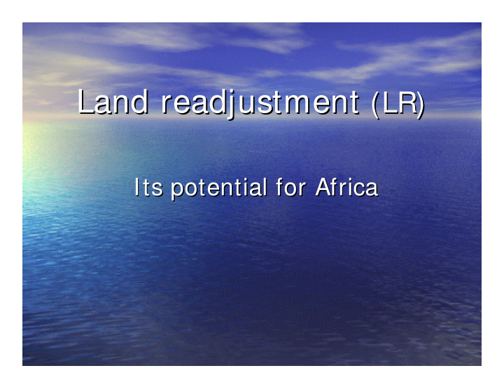 land readjustment