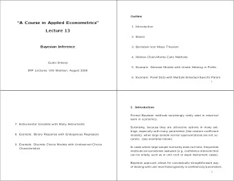 A Course in Applied Econometrics  1. Introduction  Lecture 13  2. Basics  Bayesian Inference