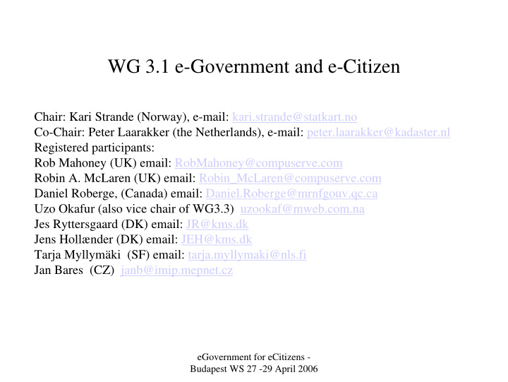 wg 3 1 e government and e citizen