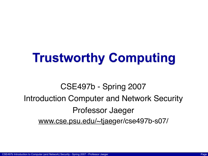 trustworthy computing
