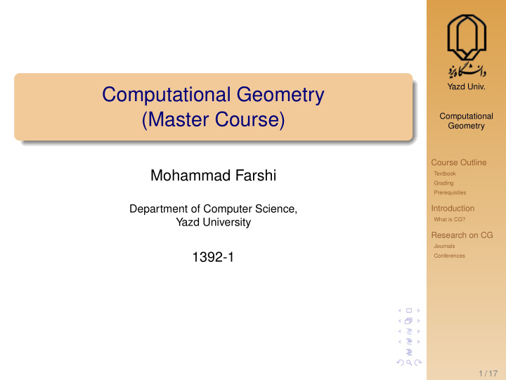 computational geometry master course