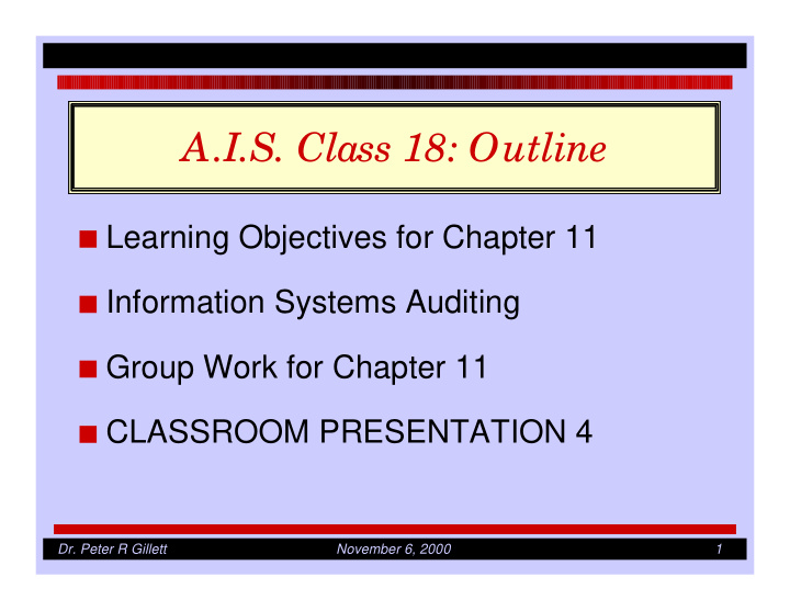 a i s class 18 outline