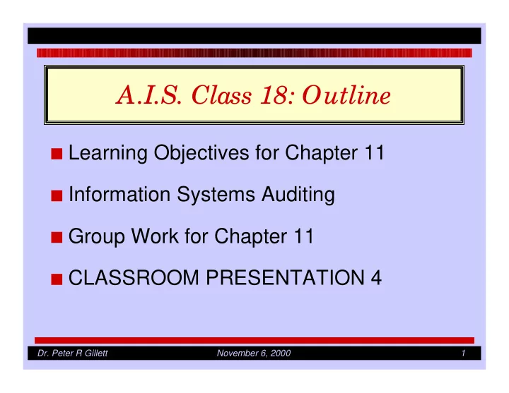 a i s class 18 outline