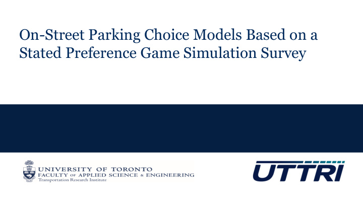 on street parking choice models based on a stated