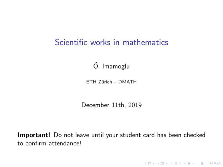 scientific works in mathematics