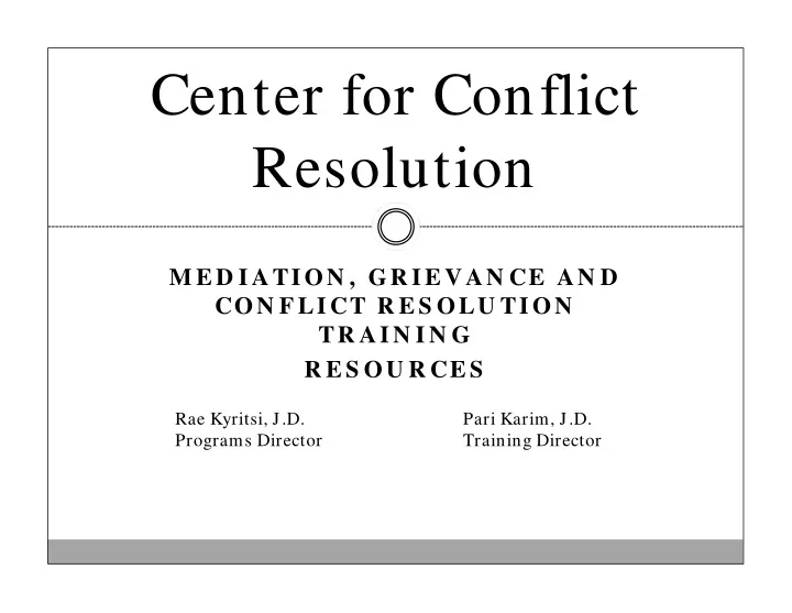 center for conflict resolution