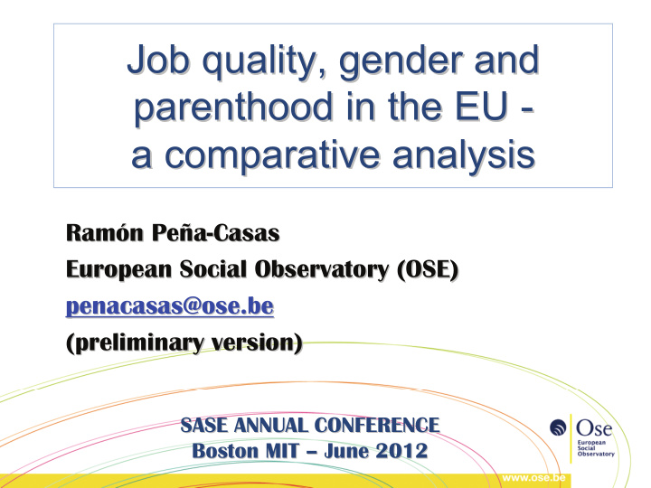 job quality gender and job quality gender and parenthood
