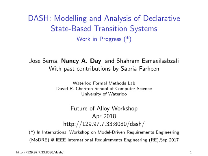 dash modelling and analysis of declarative state based