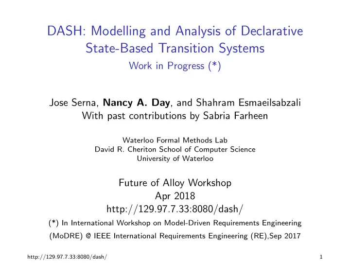 dash modelling and analysis of declarative state based