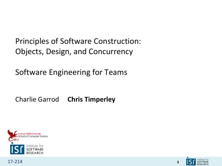 principles of software construction objects design and