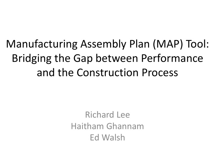 manufacturing assembly plan map tool bridging the gap