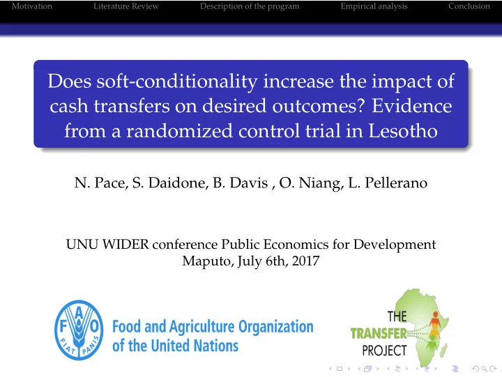 does soft conditionality increase the impact of cash
