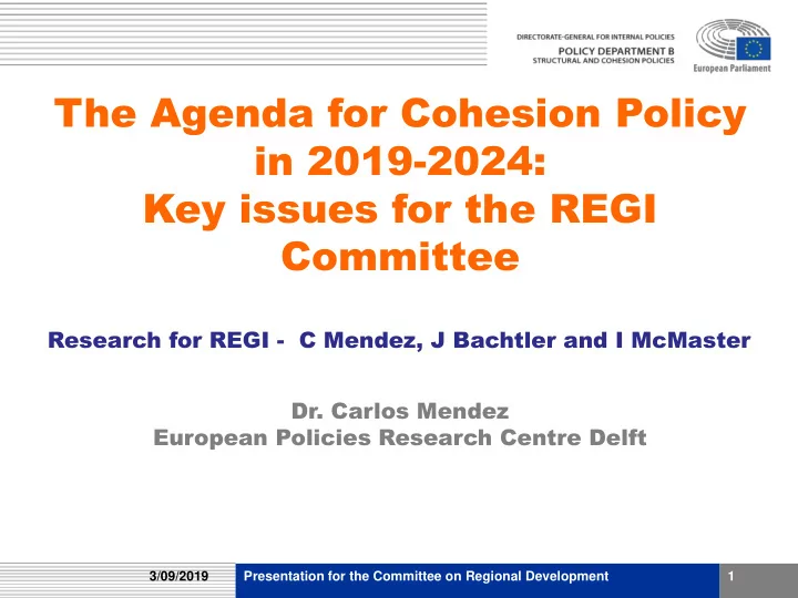 key issues for the regi