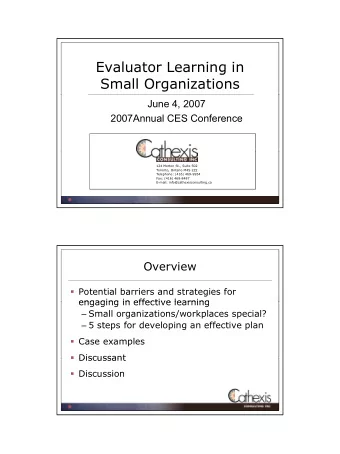 Evaluator Learning in  Small Organizations  June 4, 2007  2007Annual CES Conference  124 Merton