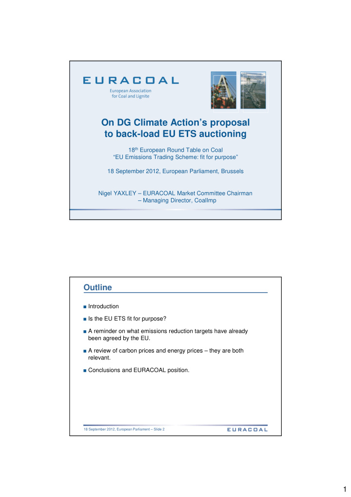 on dg climate action s proposal to back load eu ets