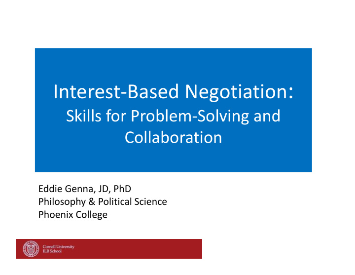interest based negotiation