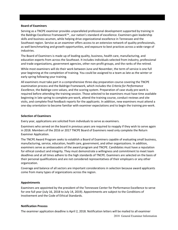 tncpe board of examiners general information