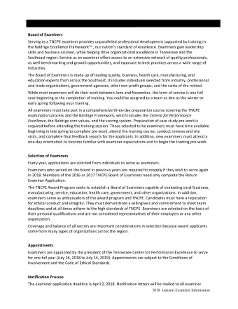 TNCPE Board of Examiners  General Information  Board of Examiners  Serving as a TNCPE examiner