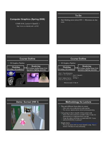 To Do  To Do  Computer Graphics (Spring 2008)  Computer Graphics (Spring 2008)  Start thinking