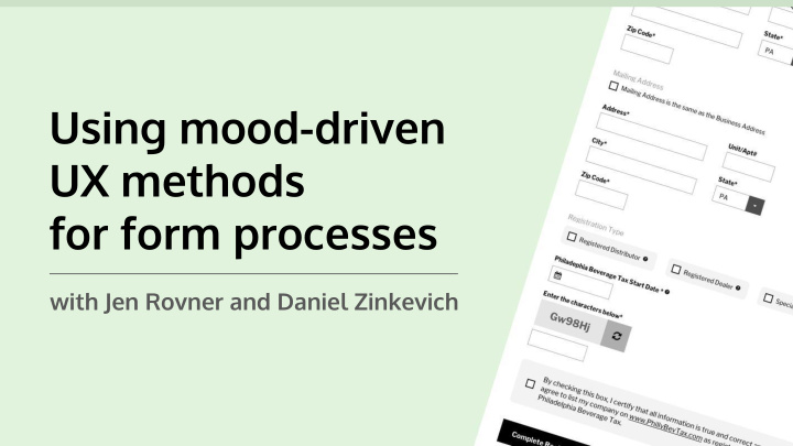 using mood driven ux methods for form processes