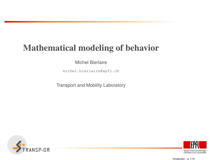 mathematical modeling of behavior