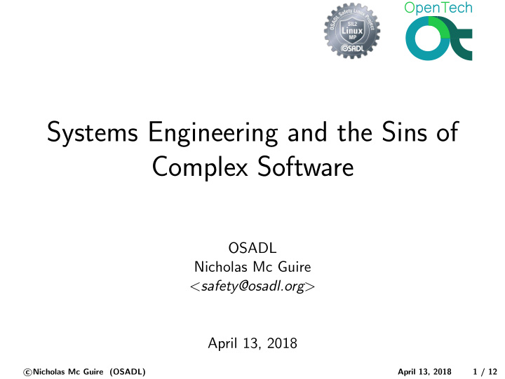 systems engineering and the sins of complex software