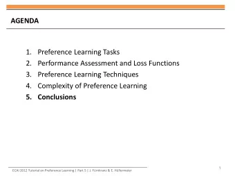 3. Preference Learning Techniques  4. Complexity of Preference Learning  5. Conclusions  1  ECAI