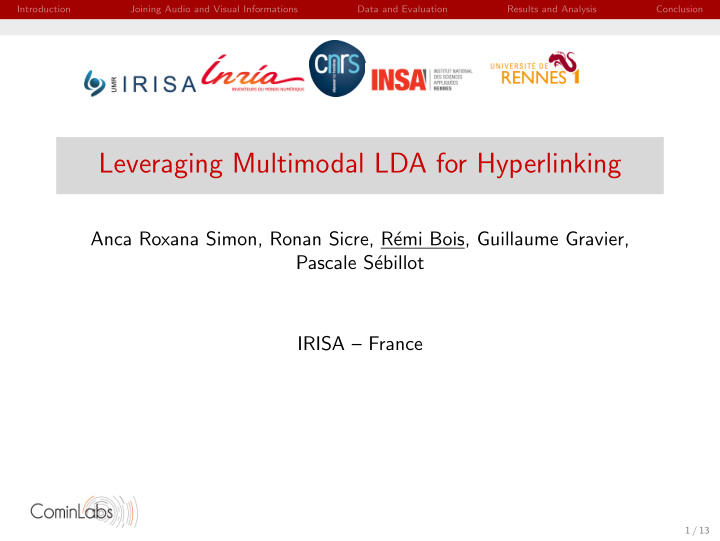 leveraging multimodal lda for hyperlinking