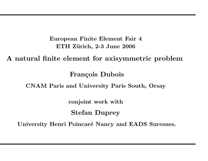 a natural finite element for axisymmetric problem