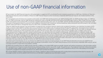 Use of non-GAAP financial information HP has included non- GAAP financial measures in this