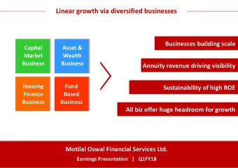 Linear growth via diversified businesses  Businesses building scale  Capital  Asset &amp;  Market