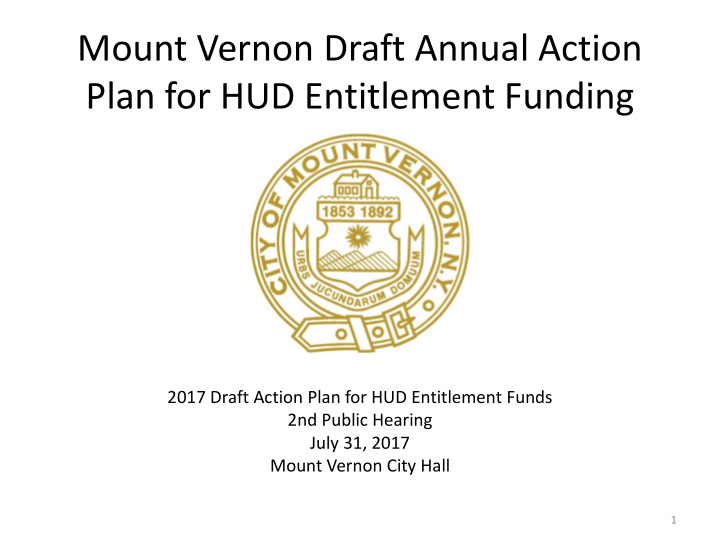 plan for hud entitlement funding