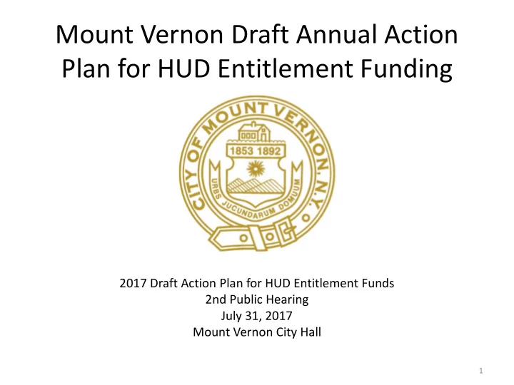 plan for hud entitlement funding