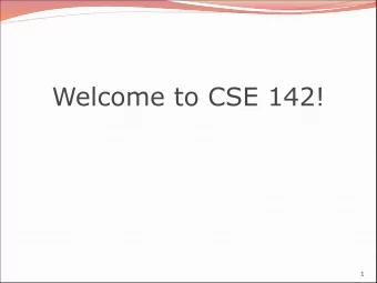 Welcome to CSE 142!  1  What is computer science?  computers?  science?  programming?