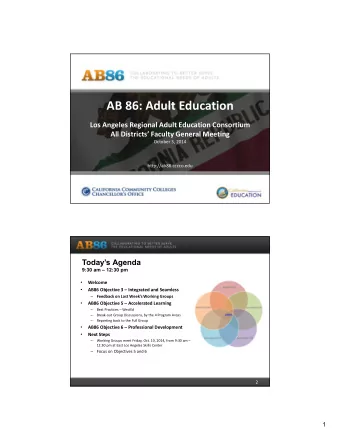 AB 86: Adult Education  Los Angeles Regional Adult Education Consortium  All Districts Faculty