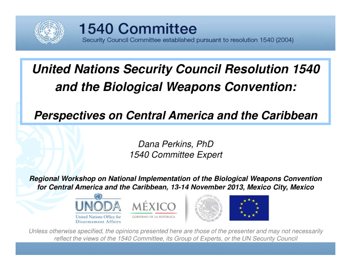 united nations security council resolution 1540 and the