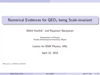 Numerical Evidences for QED 3 being Scale-invariant Nikhil Karthik  and Rajamani Narayanan