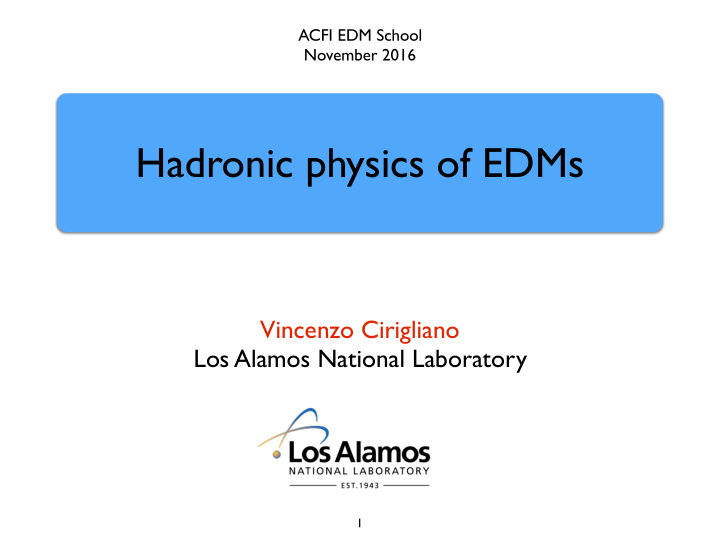hadronic physics of edms