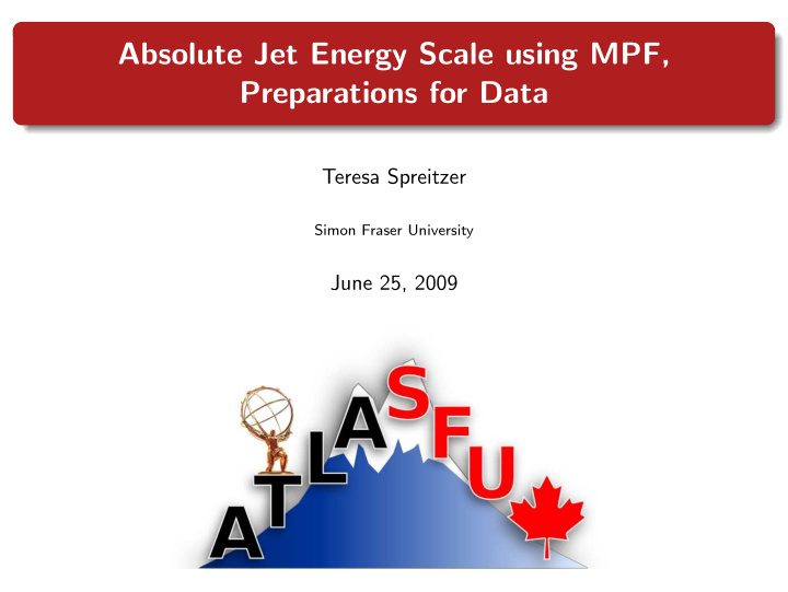 absolute jet energy scale using mpf preparations for data