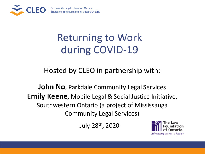 returning to work during covid 19