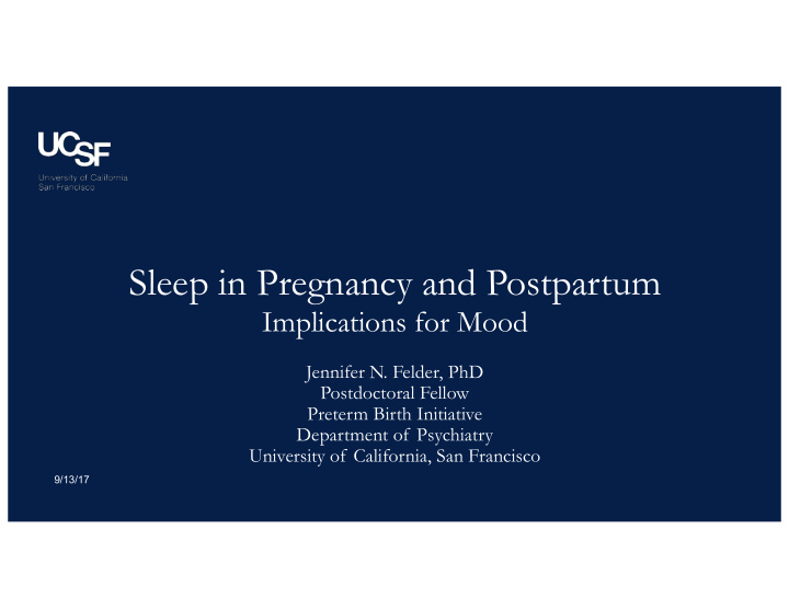sleep in pregnancy and postpartum