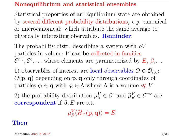 nonequilibrium and statistical ensembles statistical